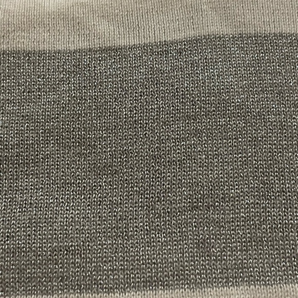 Liz Claiborne white silver striped Knit sweater Pull on size LG cotton metallic - Picture 13 of 13